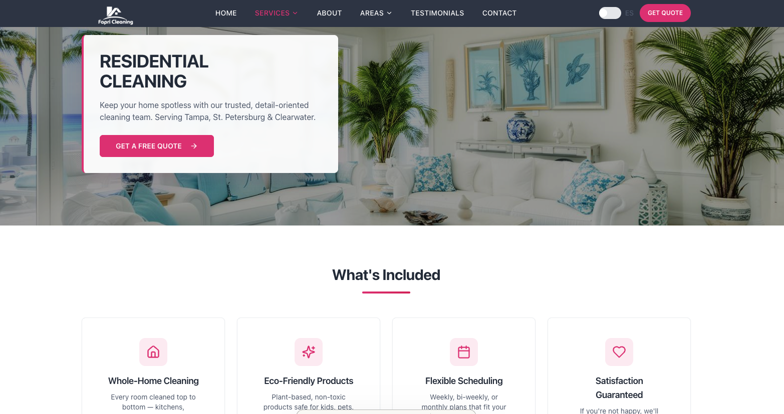 Fapri Cleaning website screenshot
