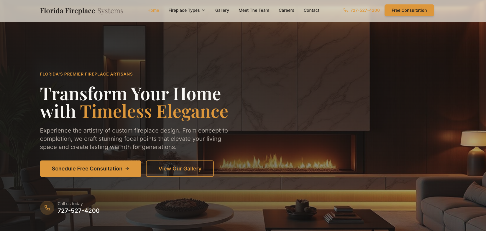 Florida Fireplace website screenshot