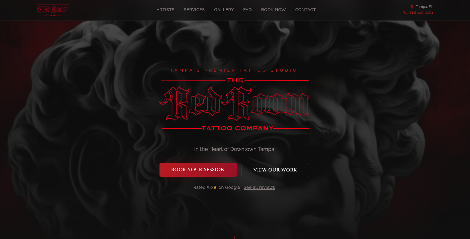 Red Room Tattoo website screenshot